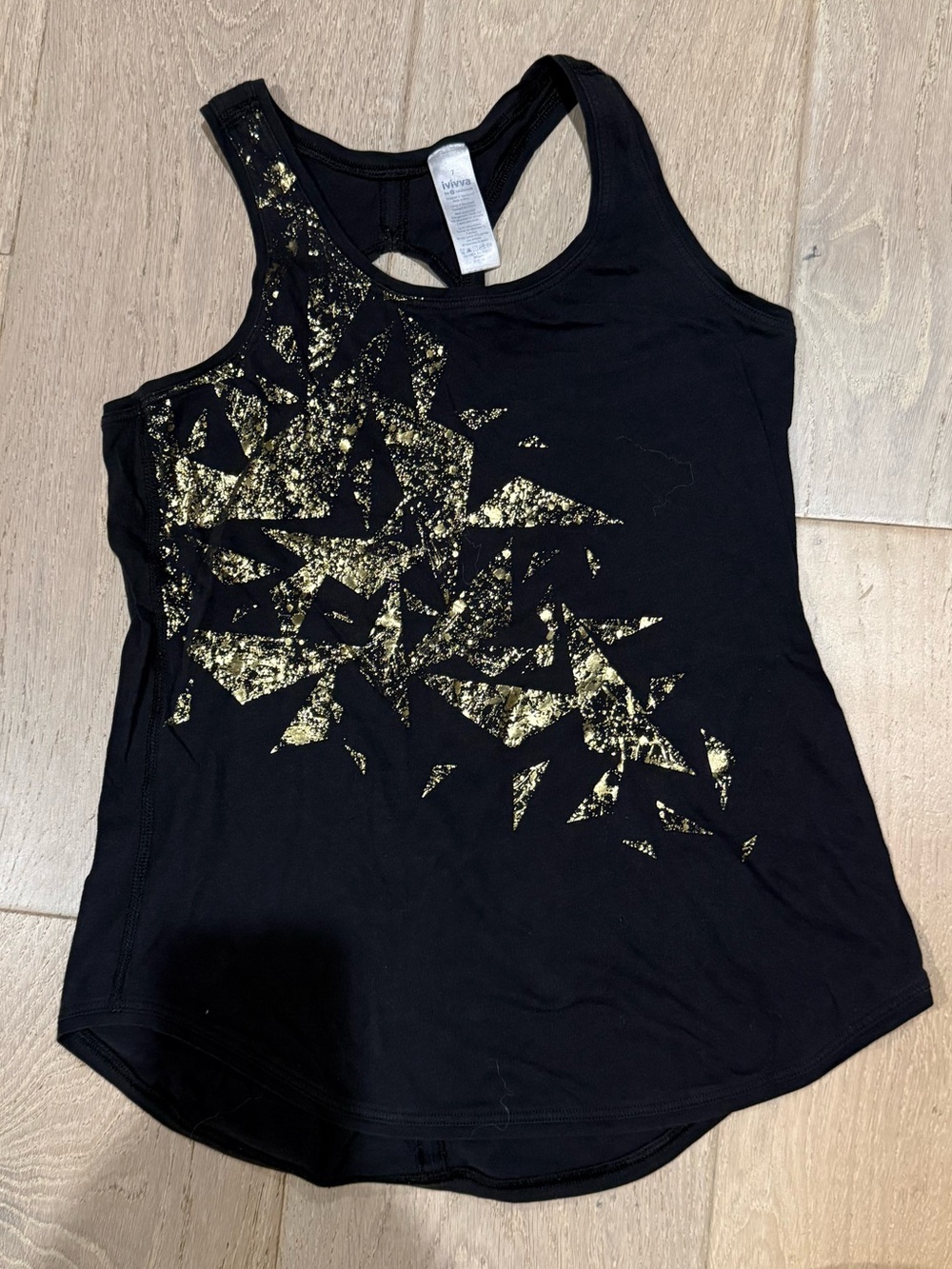 ivivva by lululemon Black Tank Top with Gold Foil Graphic for girls